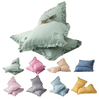 1 Piece Korean Style Washed Cotton Pillow Case Ruffle Lace Design Super Cute Pillowcase 48x74cm Pillow Cover