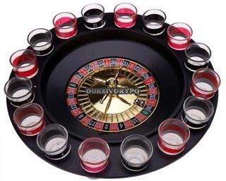 Shot Glass Roulette Complete Set drinking game, 16PCS, Red/Black (4)