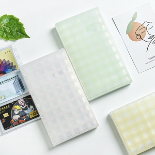【40sleeves Double Sided 3pockets 】Macaron Color Grid Photo Album Business Card Holder Polaroid Collection Large Capacity Multi Card 3 Slot Portable Photocard Holder Card Book Credit Card Folder