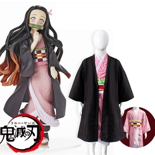 Anime Demon Slayer Kimetsu No Yaiba Kamado Nezuko Kids Cosplay Costume Kimono Robes (8)