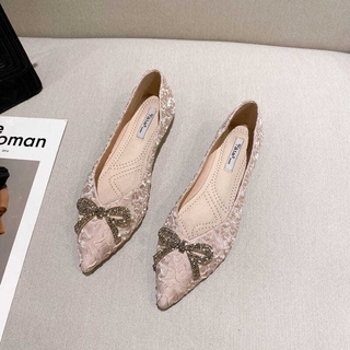 Summer new style small fragrance elegant pointed shallow mouth all-match bean flat fairy shoes women