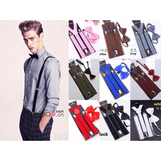 ㍿☈Mens Adjustable Suspender Adult With Bow Tie