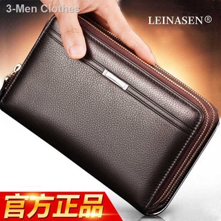 ●❈Men s Handbag Genuine Leather 2021 New Long Double Zipper Clutch Wallet Large Capacity