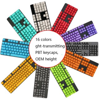 keycaps, 104 PBT keycaps, mechanical keyboard keycaps Cherry MX (16 colors) double backlit transparent color game keycaps, suitable for most mechanical keyboards such as 104 keys can fit 61/87/104 ANSI mechanical keyboard keys