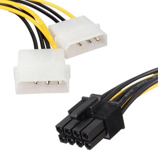 16cm Dual Molex LP4 4 pin to 8 pin PCI-E Express Converter Adapter Power Cable