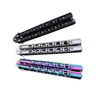 Foldable Comb Stainless Steel Practice Training Butterfly Knife Comb Beard Moustache Brushes (5)