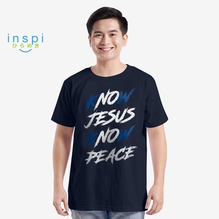 INSPI Shirt Know Jesus Know Peace Graphic Shirt in Navy Blue