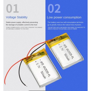 1/2PCS 3.7V 500mAh 602535 Lithium Polymer Li-Po li ion Rechargeable Battery Lipo cells For Car DVR