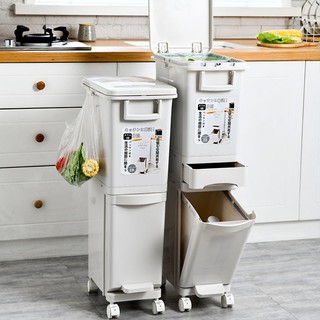 European Style Simple❀Japanese Crevice Trash Can Household Double Trash Sorting Dustbin