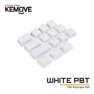Kemove White PBT Double Shot Pudding Keycaps Set (104 Keys, ANSI Layout)