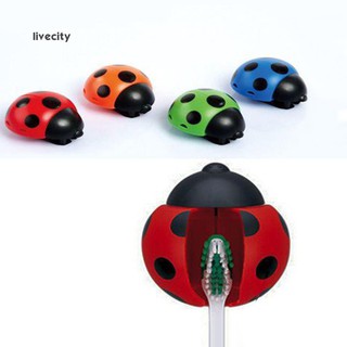 LiveCity Lovely Ladybug Home Bathroom Suction Cup Wall Mounted Toothbrush Holder Rack