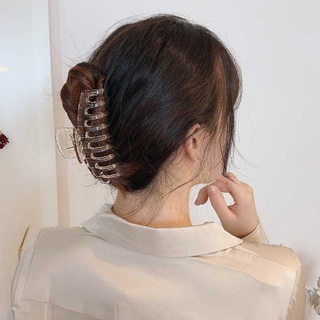 Korean Retro Amber Large Hair Clamp Bath Plate Hair Simple Hair Claw Versatile Acrylic Transparent Hair Clip Fashion Women Hair Accessories Headdress