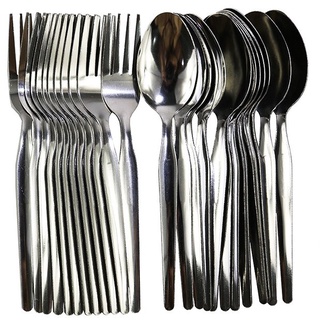 MK Stainless Steel Thin Spoon And Fork 24pcs Set (silver)
