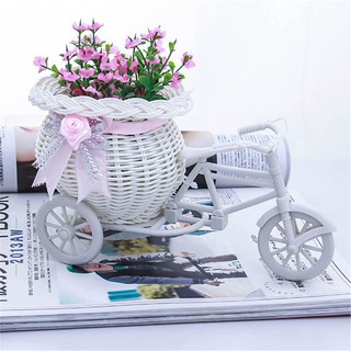 Excellent White Tricycle Bike Flower Basket Container For Flower Plant Home Decor Vase@#AA15phww