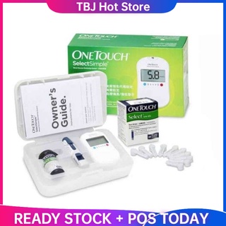 Glucometer Set : One Touch / Onetouch Select Simple Blood Glucose Monitor + 25s Test Strips FREE 25s