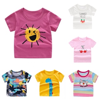 ✨2-12Y Boys and Girls Cotton T-shirt Kids TShirt Cute Cartoon Summer Children Kids Round Neck Short Sleeved Tops
