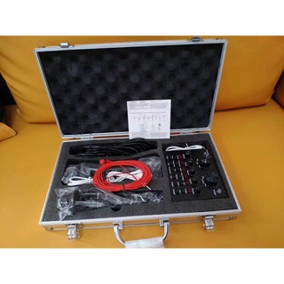 laptop stand v8 soundcard set with condenser mic and stand hard case and cables