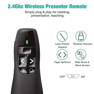 E72r JTKE Handheld R400 2.4Ghz Wireless Presenter Pointer Pen USB PPT Red Laser With Remote Control
