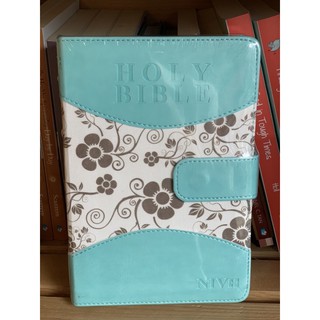 BIBLE NIV Midsize Teal Floral with Magnetic Flap
