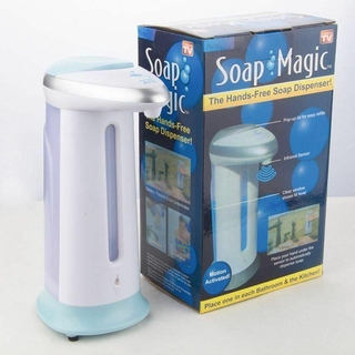 GP Soap Magic Hands Free Soap Dispenser 400ml (White/Light Blue) Battery Operated Soap Dispenser (6)