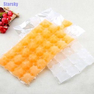 ♪Starsky♪ 10Pcs Disposable Transparent 28 Grids Ice Cube Bags Fridge Freezer Homemade Ice