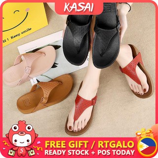 KASAI Fitflop Womens Wedge Rubber Sandals Fashion Hollow Large Size Breathable Anti Slip Sandals
