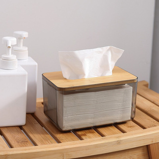 Japanese style bamboo and wood tissue box cosmetic cotton wash towel storage box cosmetic box
