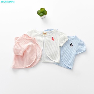 ﺴ❦♤✨Jean PoneySummer Girls Shawl Children's Short Sleeve tops Solid Color Thin Sweater zurM