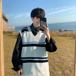 Knitted Sweater Vest Male Korean Sleeveless Vest Sweater