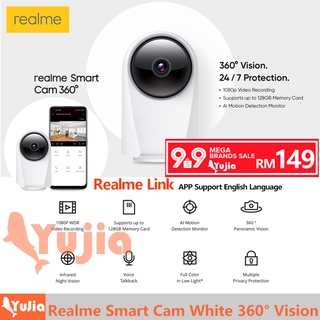 Original Realme Smart Cam 360 White 360° Vision 24/7 Protection 1080p Video Recording Supports up to