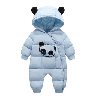 Fashion Cute Panda Baby Winter Hooded Rompers Thick Cotton Warm Outfit Newborn Jumpsuit Overalls