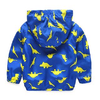 Dinosaur Printed Kids Spring Autumn Windbreaker Zipper Hooded Boys Girls Jacket Fashion Children Outerwear (3)