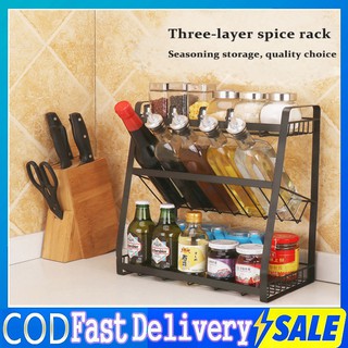Seasoning Rack The Kitchen organizer Shelf 3 Layers Sauce Bottles Spice Rack condiment dispensers