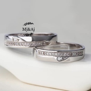 【Mj&Aj】White gold Couple wedding Adjustable engagement ring