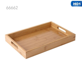 66662 Wooden Serving Tray With Hand Food Wood Table Trays Large Rectangular