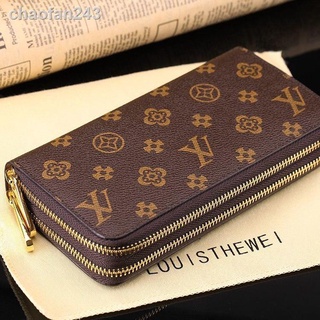 ✈✑Men s and women s casual handbags I home D multi-card pull double wallet men s donkey leather long