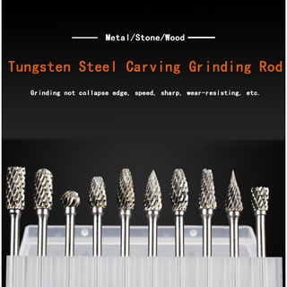 Office Equipment❅✻☇10 Pcs Carbide tungsten steel grinding head Double grain rotary file milling cutt