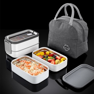 304 Stainless Insulated Lunch Box Sealed 2 Layer Compartment Lunch Box Portable Insulation Bag