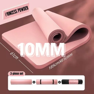 【Spot goods】♤✒✔✔COD 10mm ultra-thick high-density anti-scorching exercise yoga mat, non-slip mat