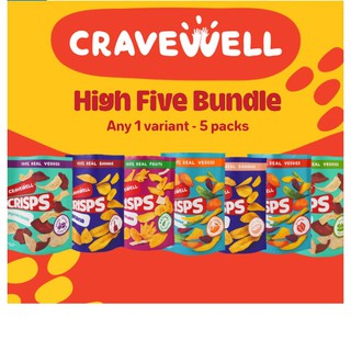 Cravewell Mixed Veggie Crisps Crab Curry 35g - High Five Bundle NNBF