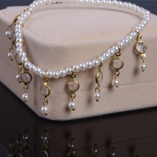 [HOT] new European and American foreign trade anklet jewelry wild pearl teardrop-shaped diamond tassel anklets (3)