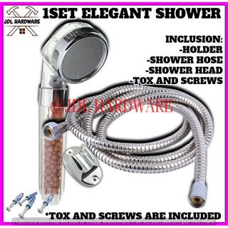 0516+0604 1SET Spa Energy Shower Head Shower Set w/ Hose & Holder (1.5 Meters Long Hose)