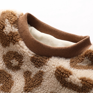 Baby Plush Leopard Prints Sweater Newborn Boys Kids Girls Warm Long Sleeve Autumn Winter Top Clothes (5)