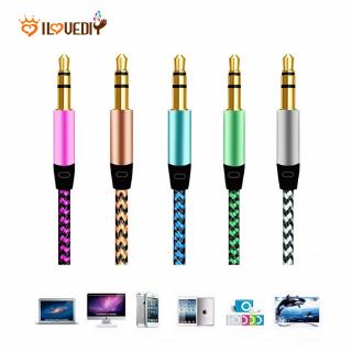 【ILOVEDIY】1m Jack Audio Cable / 3.5 mm to 3.5mm Aux Cable / Male to Male Nylon Gold Plug Car Aux Cord / for Phone & speaker