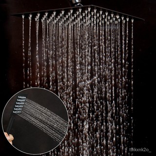 Torayvino Matte Black Wall Mounted Rainfall Shower Faucet With Storage Shelf Bathroom Bathtub Shower