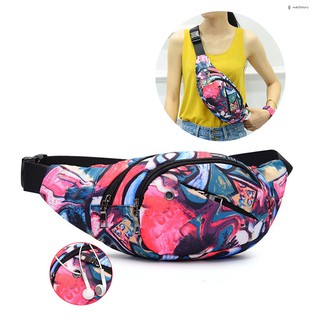 Waist Bag Colorful Printed Chest Packs Pouch Zipper Adjustab