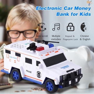 [KRH]Electronic Car Piggy Bank with Digital Lock and Fingerprint Mini ATM Saving Bank for Real Money