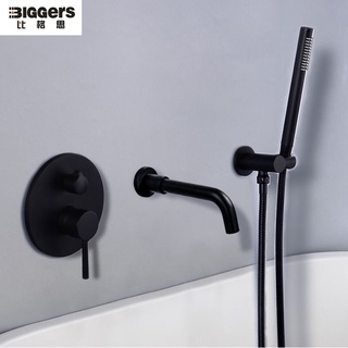 Biggers black color stainless steel wall mounted shower set home hotel shower faucet bathtub shower faucet set