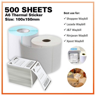 Thermal Paper & Continuous Paper♦A6 Waybill Sticker / Thermal Sticker/Thermal Paper 100x150 (500pcs/