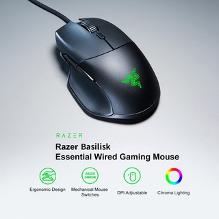 Razer Basilisk Essential Wired RGB Gaming Mouse 6400DPI Optical Sensor 8 Programmable Buttons Ergono
